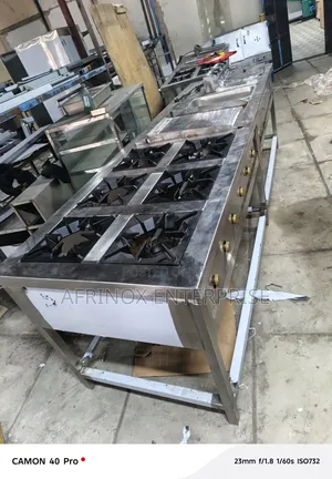 6 Burners Gas Cooker Combined With Griddle and Chips Deep Fryers