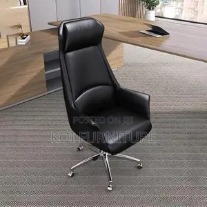 Office Chair :Black High-Back Leather Executive Ergonomic Office Chair
