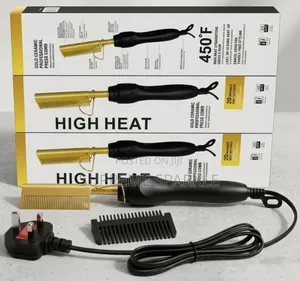 Gold Ceramic Professional Press Comb. Hair Straightener Comb