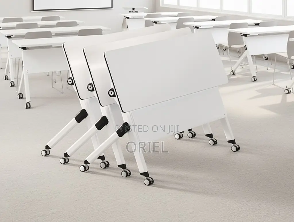Office Table : White Foldable Training Office Table