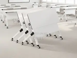 Office Table : White Foldable Training Office Table