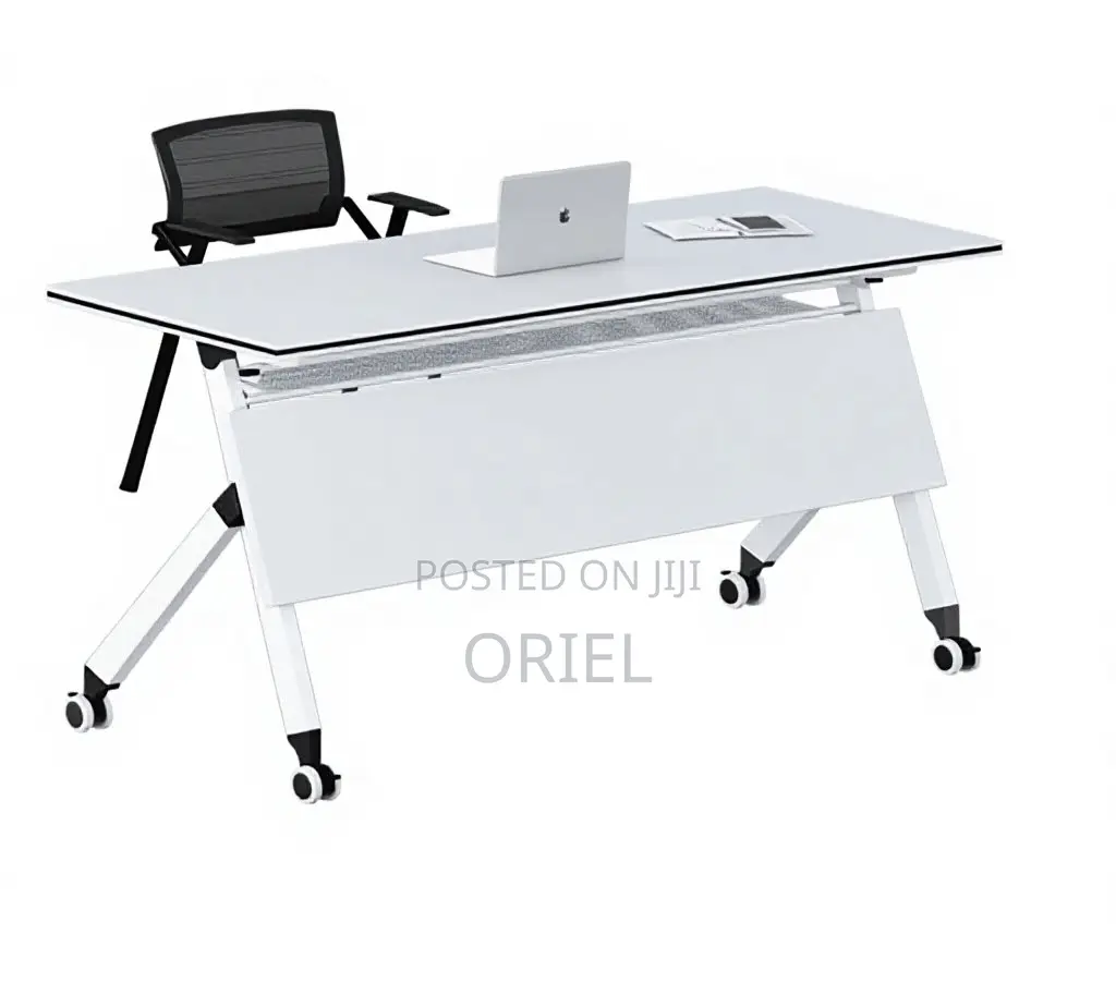 Office Table : White Foldable Training Office Table