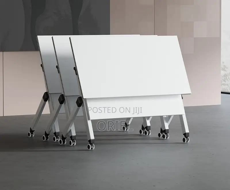 Office Table : White Foldable Training Office Table