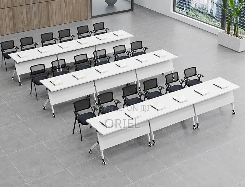 Office Table : White Foldable Training Office Table
