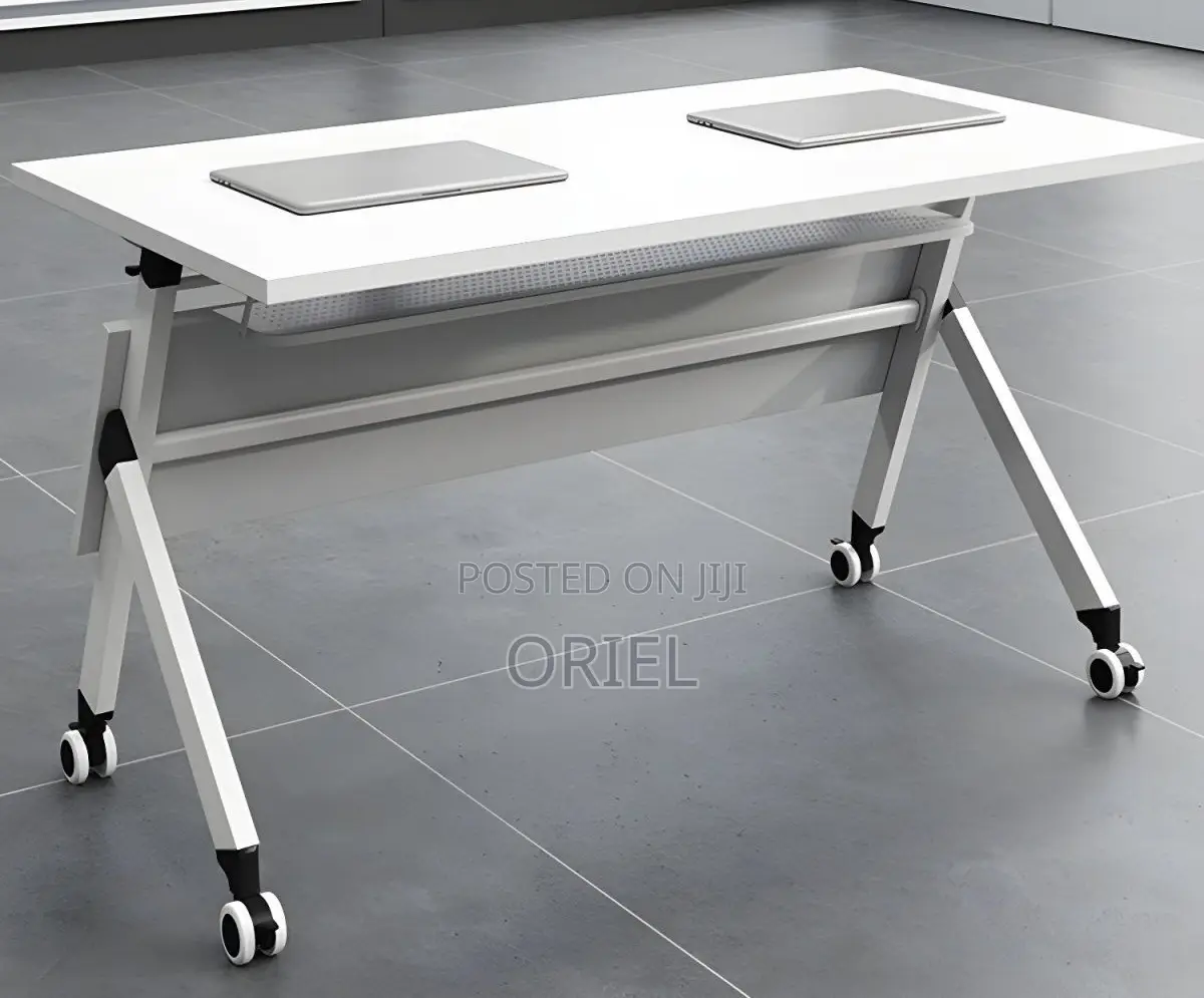 Office Table : White Foldable Training Office Table