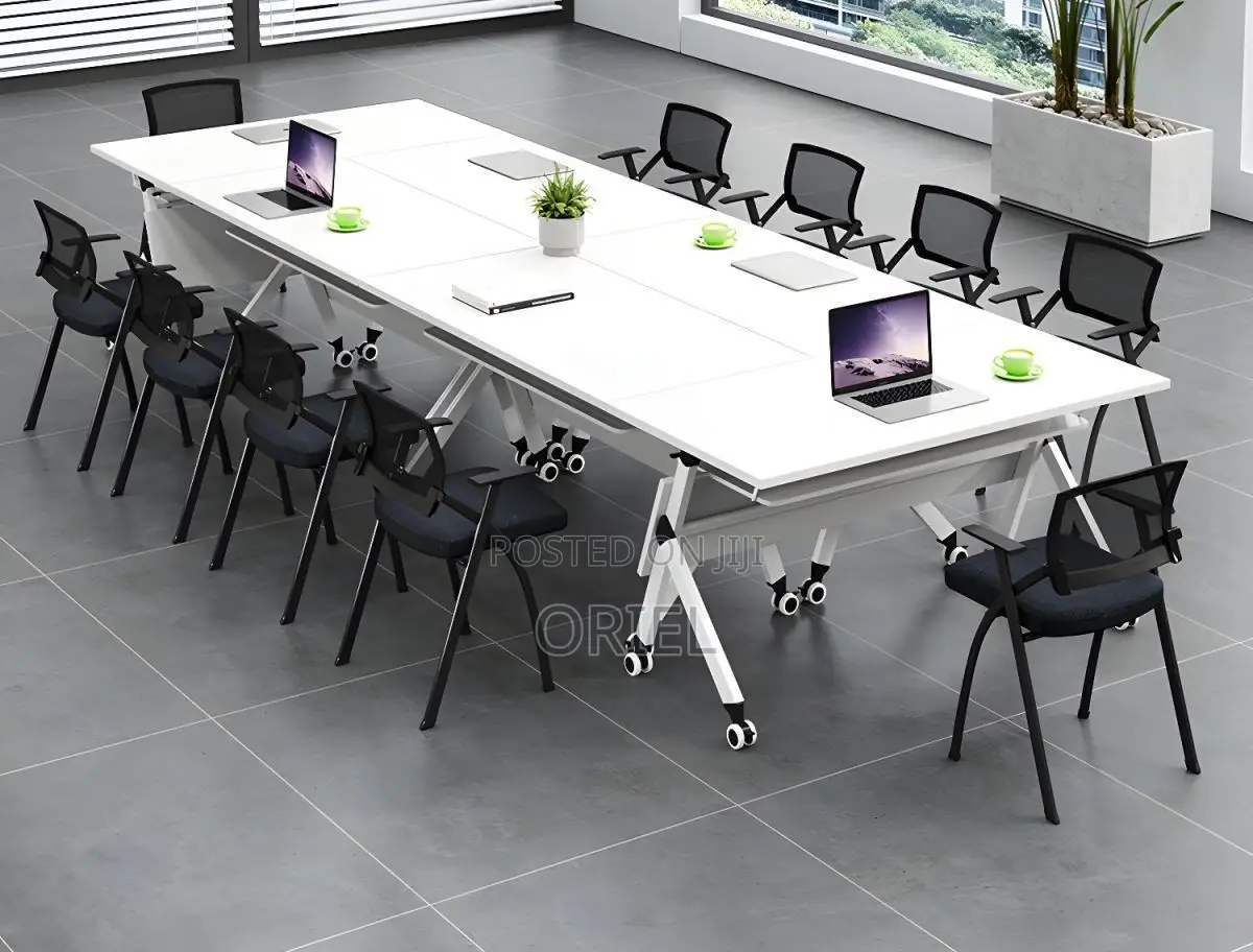 Office Table : White Foldable Training Office Table