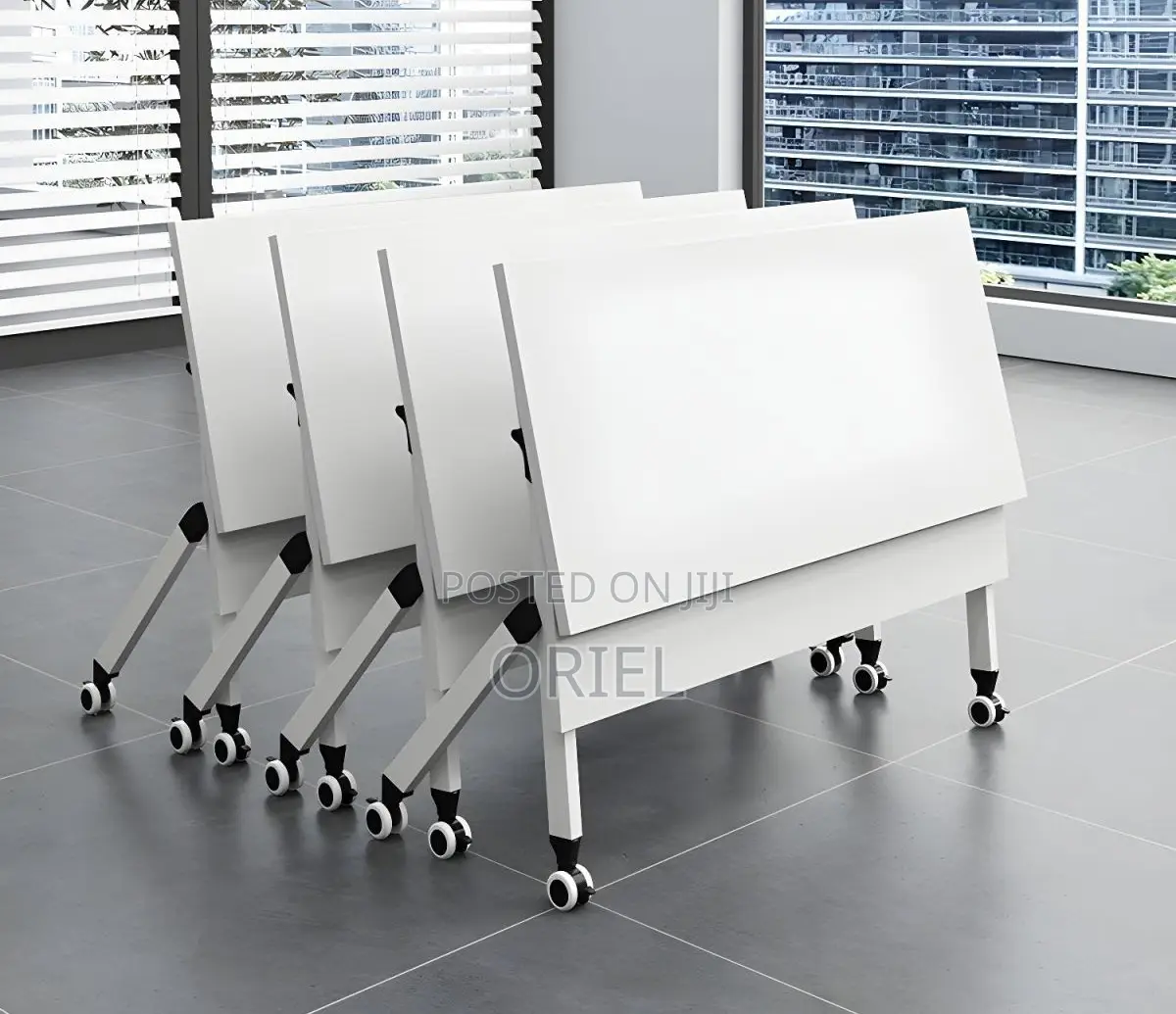 Office Table : White Foldable Training Office Table