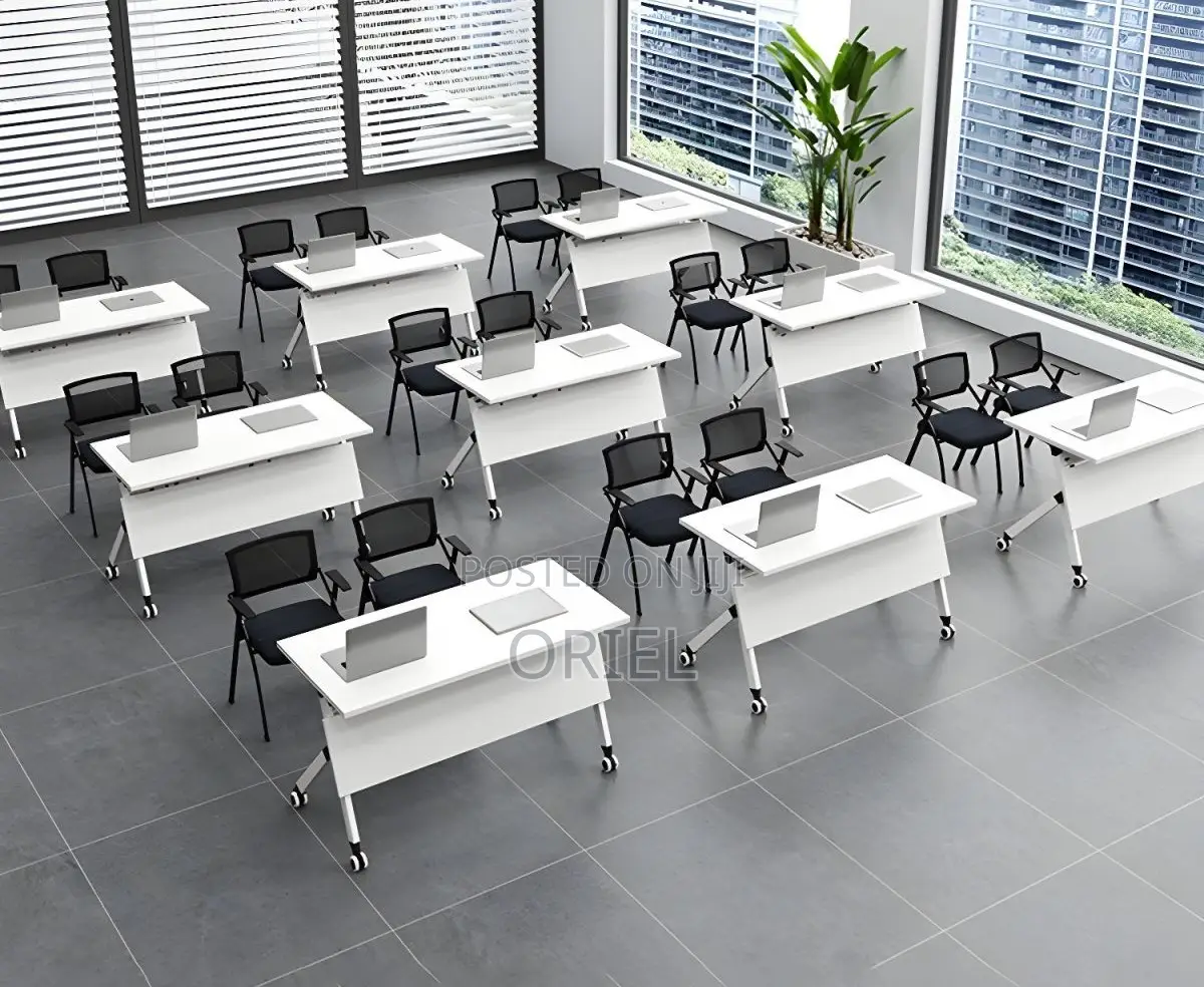 Office Table : White Foldable Training Office Table