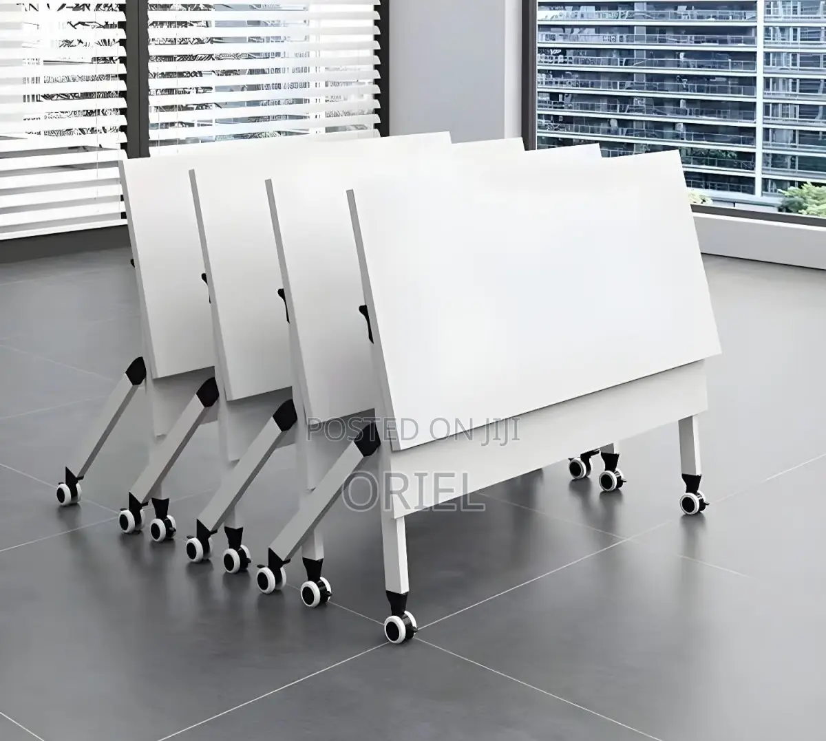Office Table : White Foldable Training Office Table