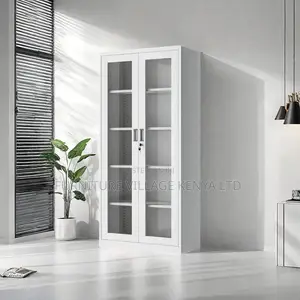 Office Cabinet; 2-Door Glass Office Storage Cabinet