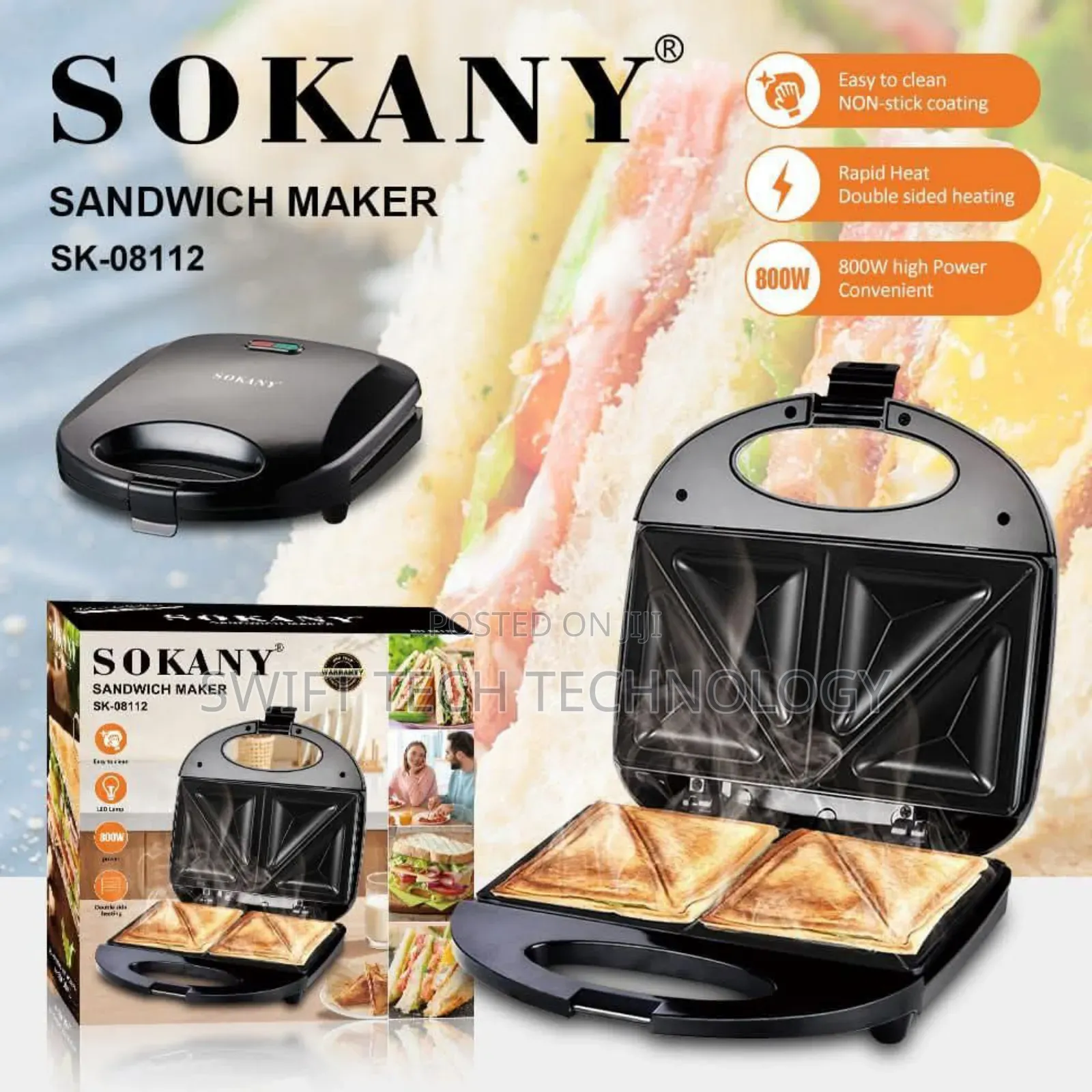 Sokany Sandwich Maker 2 in 1 800 Watts