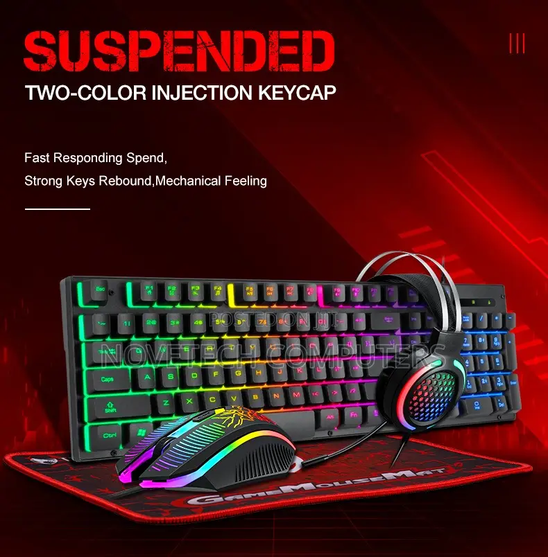 Tf400 Gaming Wired Keyboard Mouse 4 In1 Combos Keyboard Mouse Mousepad