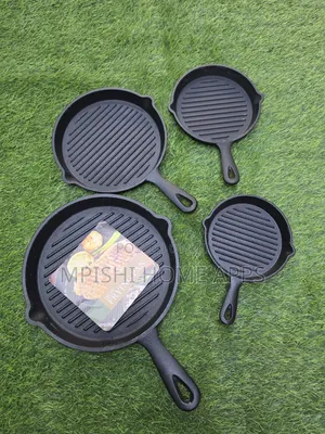 4 in 1 Pre-Seasoned Cast Iron Ribbed Skillet Grill Pans