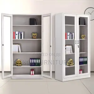 Office Cabinet; Two Dooors Frint Glass Functionality Office Cabinet