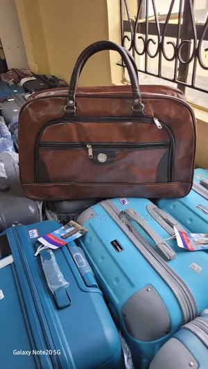Brown Faux Leather Travel Duffel Bag
