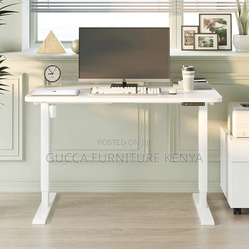 White Smart Sit Stand Electric Adjustable Table