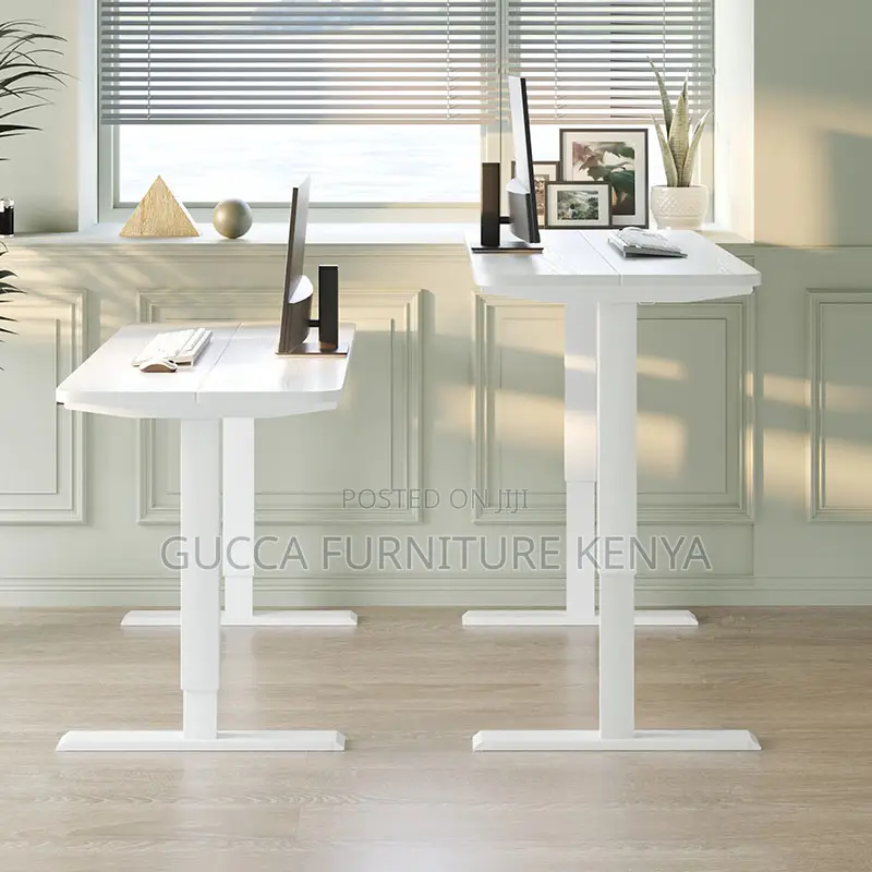 White Smart Sit Stand Electric Adjustable Table