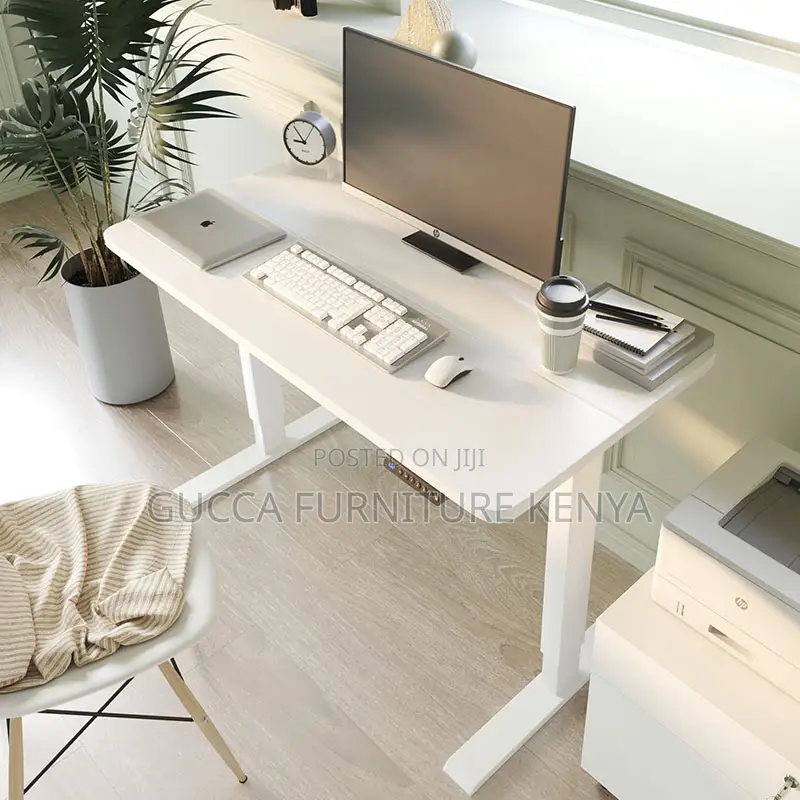 White Smart Sit Stand Electric Adjustable Table