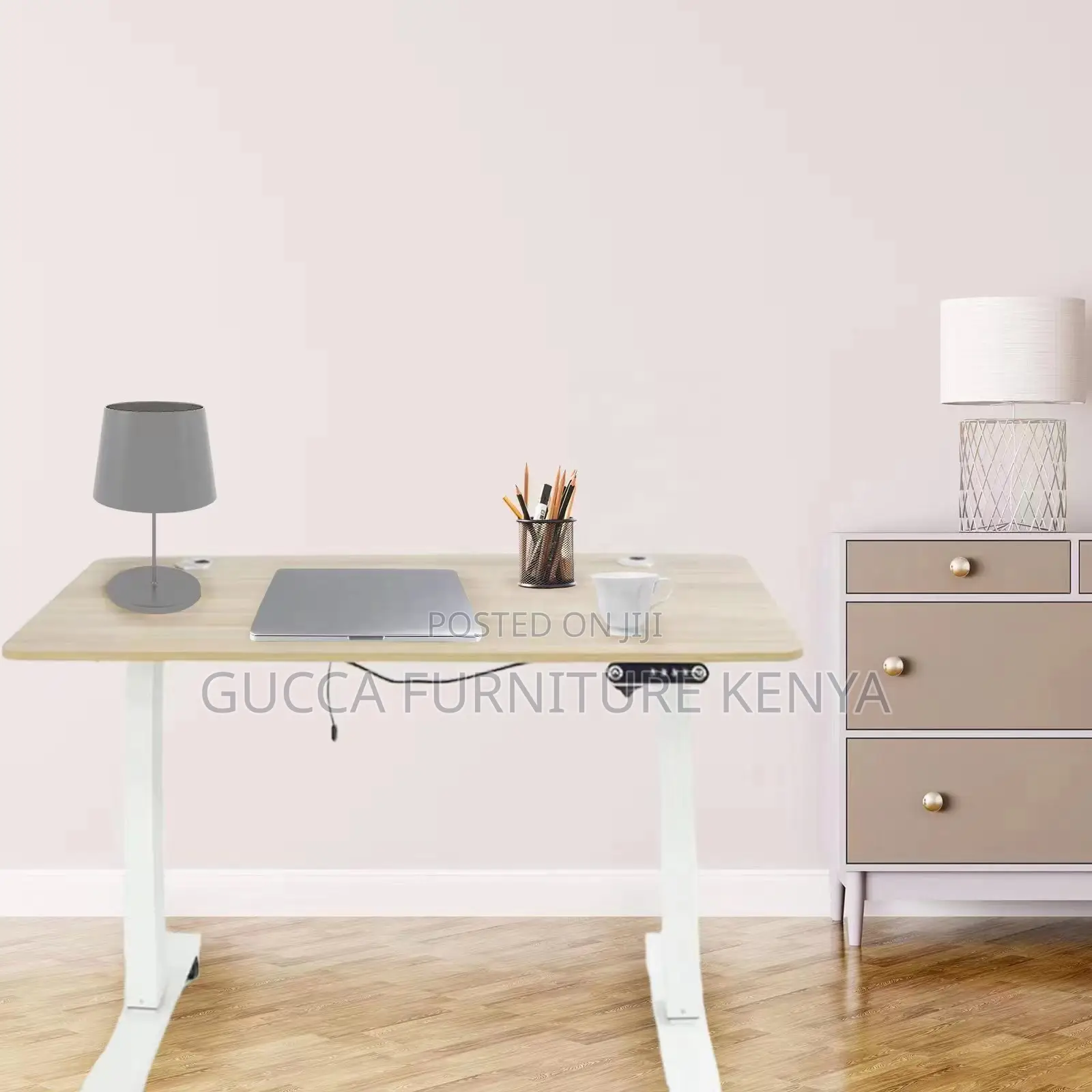 White Smart Sit Stand Electric Adjustable Table