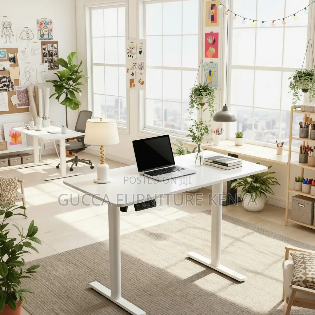 White Smart Sit Stand Electric Adjustable Table