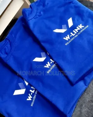White Logo on Royal Blue Round Neck Tshirts