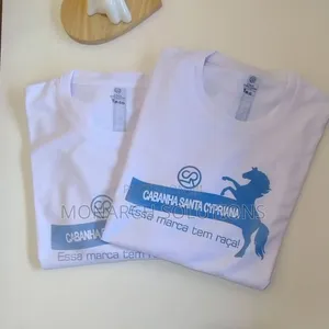White Tshirts With Blue Brand