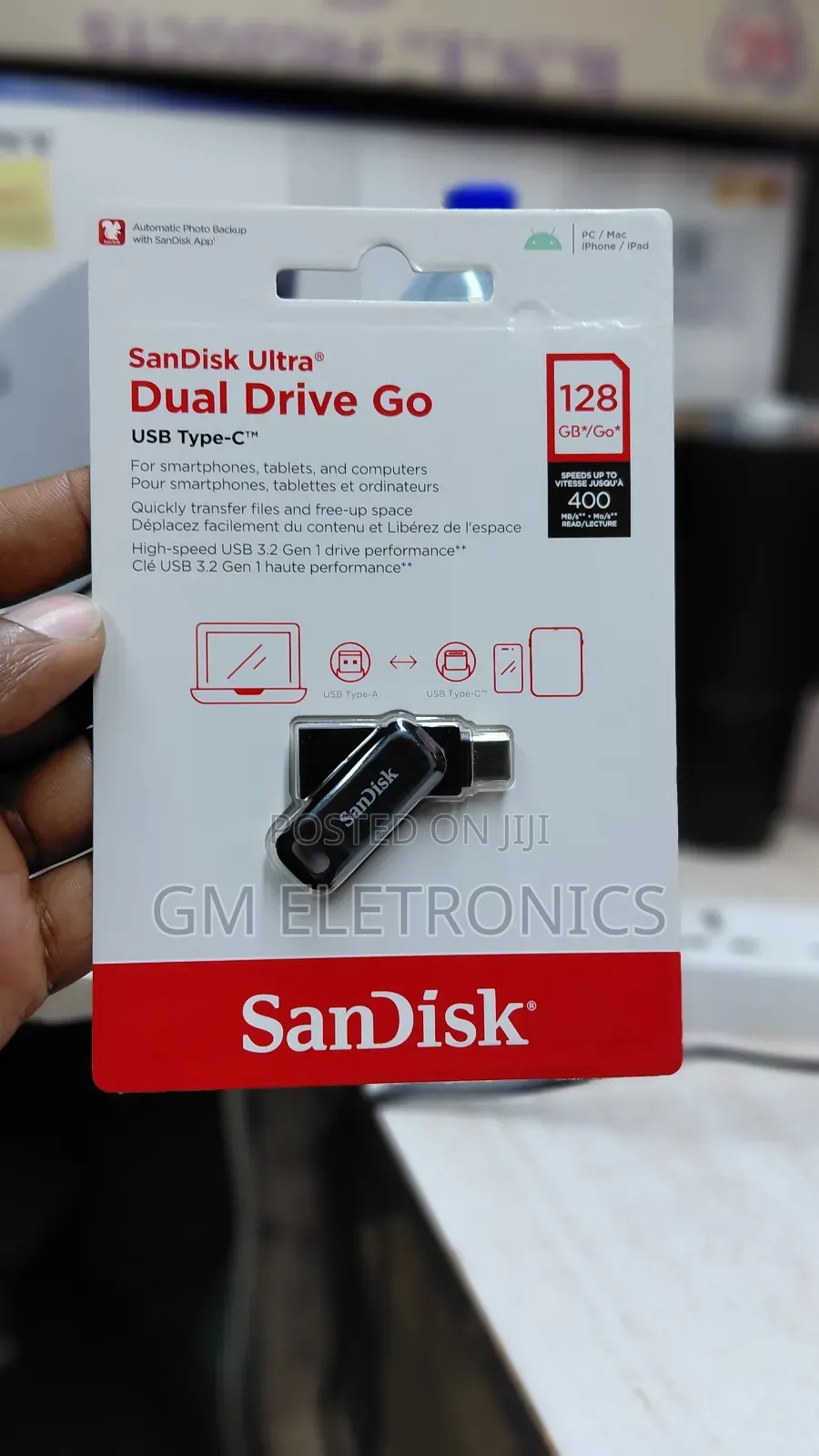 128gb (2 in 1)Usb 3.2 Type-C Flash Drive 400 Mb/S Read Speed.