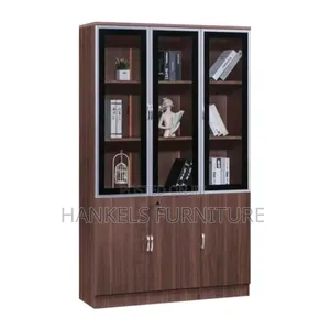 3 Door Half Glass Wooden Cabinet for Office Storage