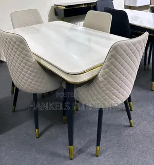 Stylish Modern Luxury Dining Set – Rectangular Faux Marble Table