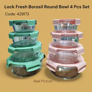 Lock Fresh Borosil Round 4pcs Bowl Set With Colored Lids