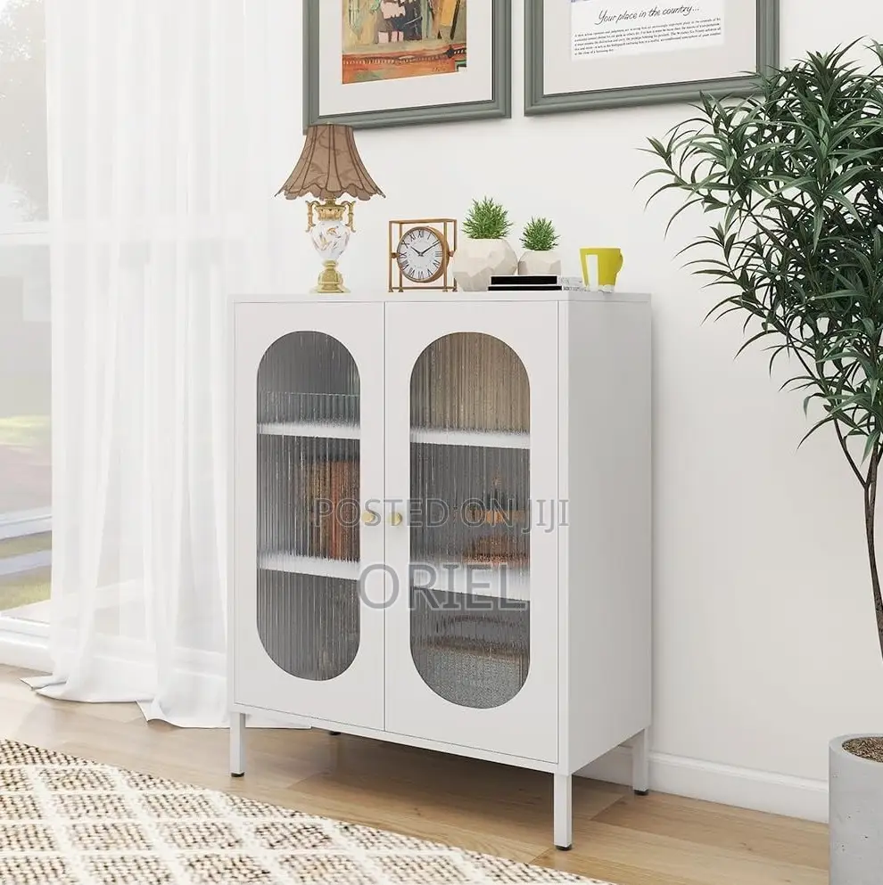 Cabinets:- Lockable Office Cabinet With Glass Display Doors