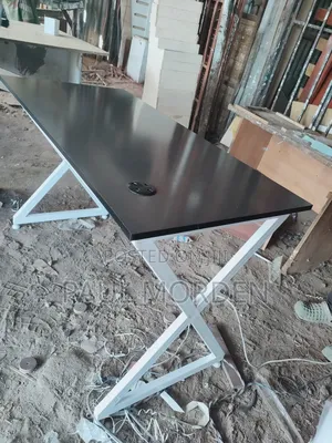 Modern Office Desk With Cable Hole _Strong Metal Frame Gloss Finish