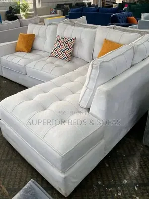 Modern White L-Shaped Sofa (5 Seater)