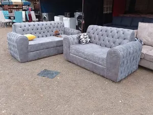 Grey Tufted 3-Seater Sofa