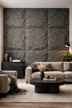 Dark Grey Pu Stone Wall Panels – Modern Feature Wall Cladding
