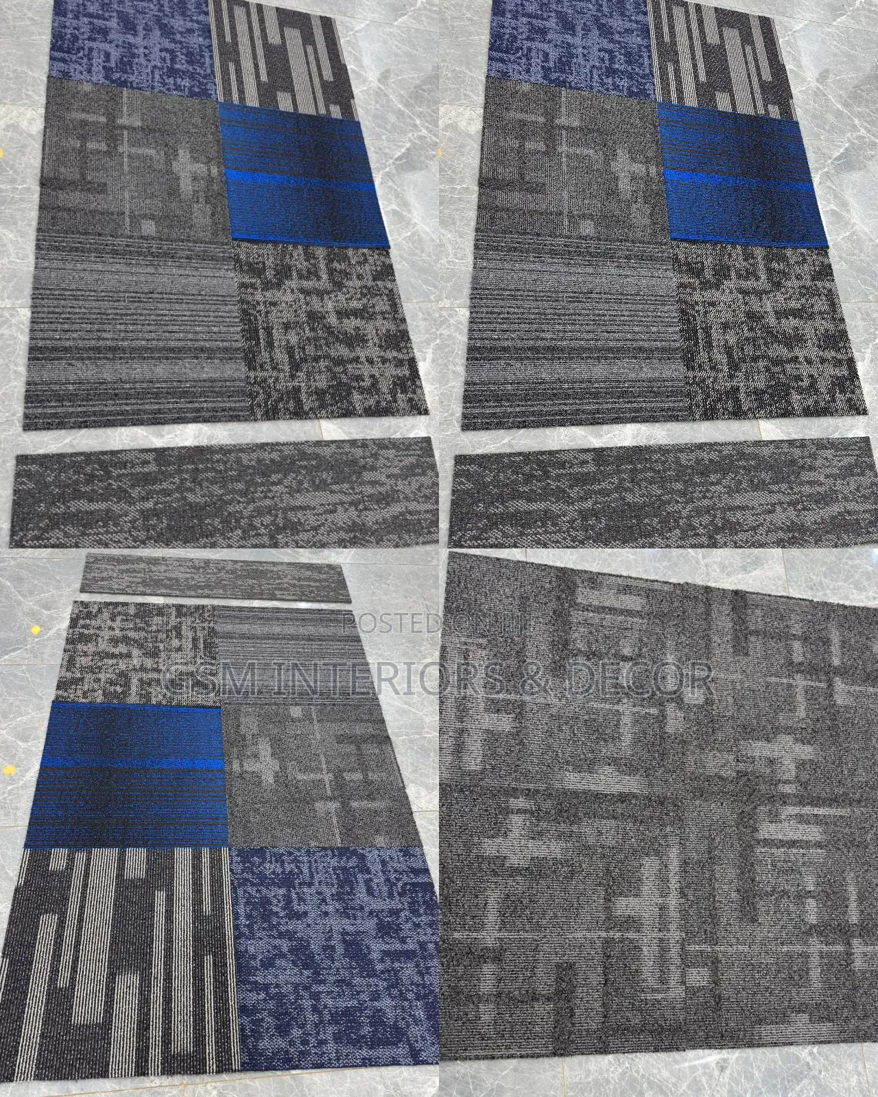Blue and Grey Carpet Tiles for Office Installation