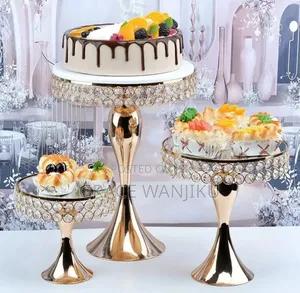 3pcs Gold Cake Stands With Stainless Steel Mirror *