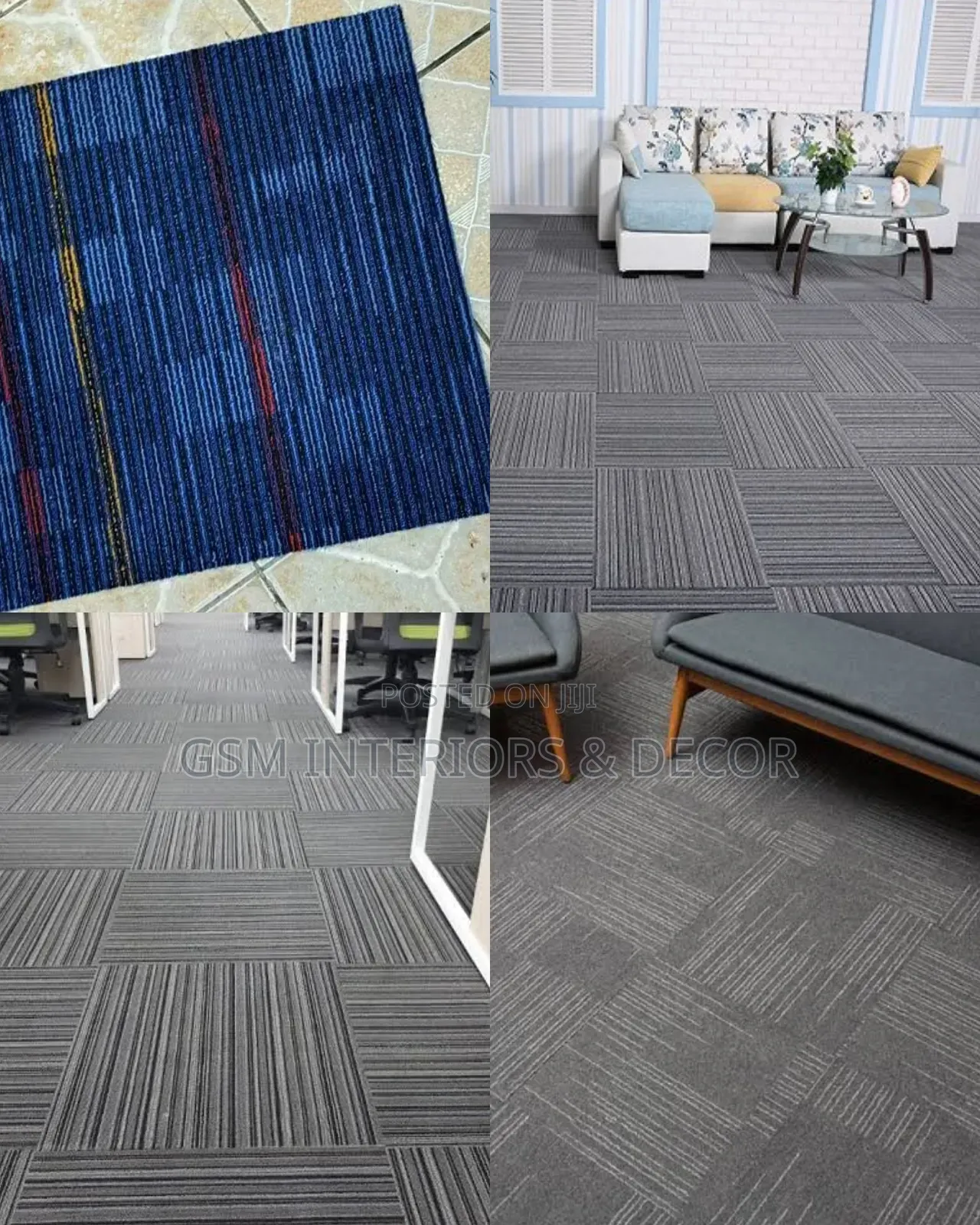 Blue-Grey Carpet Tiles in Prints