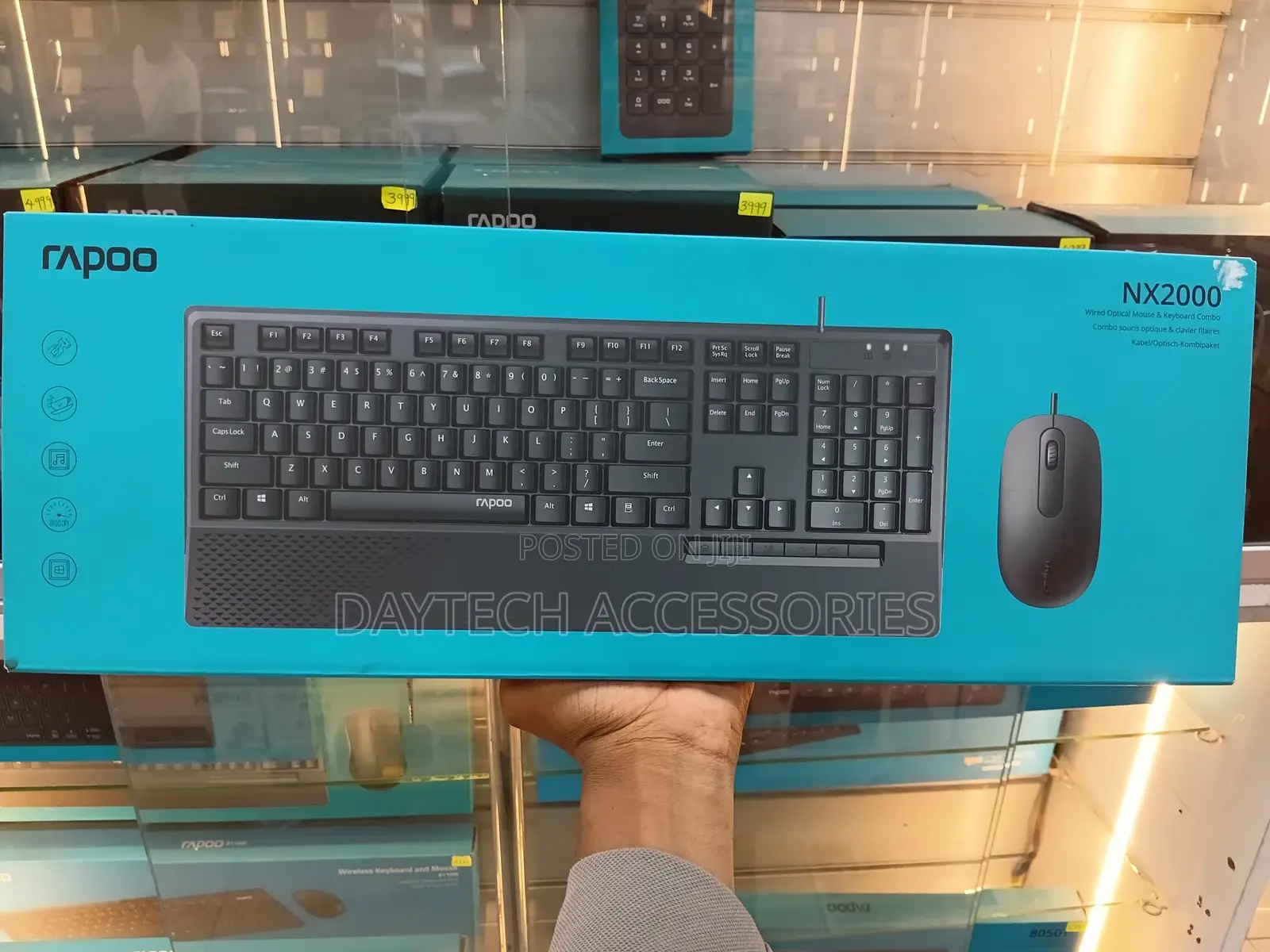 Rapoo Wired Optical Mouse Keyboard Combo - Nx2000 - Black
