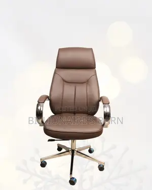 Brown Executive Leather Office Chair High Back Chrome