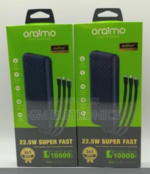 10,000mah, 22.5w Powerbank-3 in-Build Cable;Type-C,Lightning,Micro-Usb