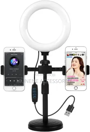 Selfie Desktop Overhead Stand Height/Angle Adjustable 8" Led Ringlight