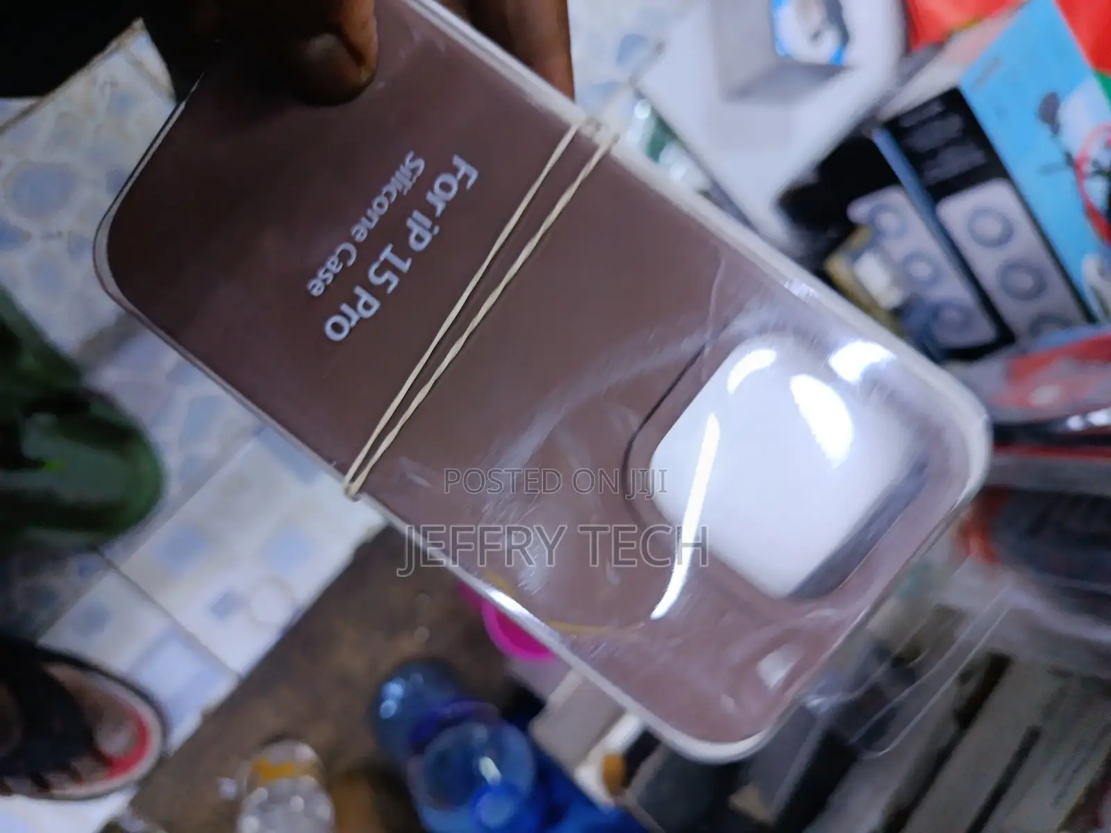Elan iPhone 15 Pro Liquid Silicone Case With Cloth Lining -Brown