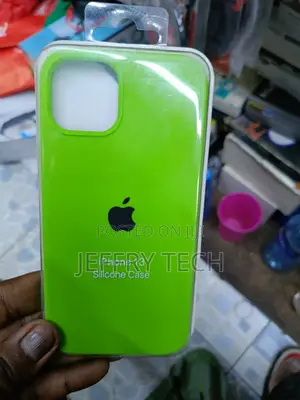 Nafali iPhone 13 Liquid Silicone Case With Cloth Lining -Neon Green