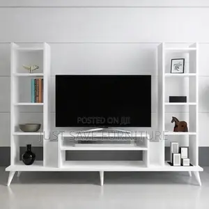 Modern White Tv Stand With Shelves – Stylish Durable (Ksh 14,000)