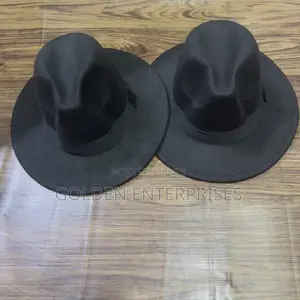 Black Wide Brim Fedora Hat