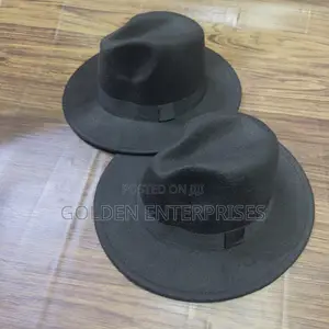 Black Wide Brim Fedora Hat