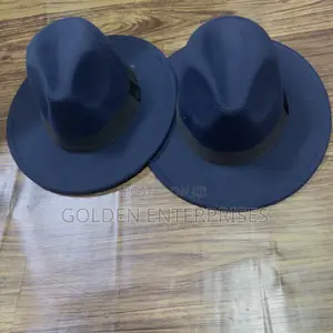 Navy Blue Wide Brim Fedora Hat