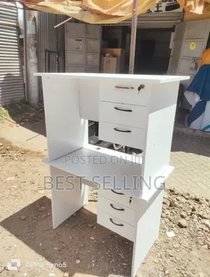 1m All White Simple Office Desk