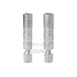 2 Pc, Magnetic Swivel Spark Plug Socket Set, 14mm 16mm, 3/8” Sockets